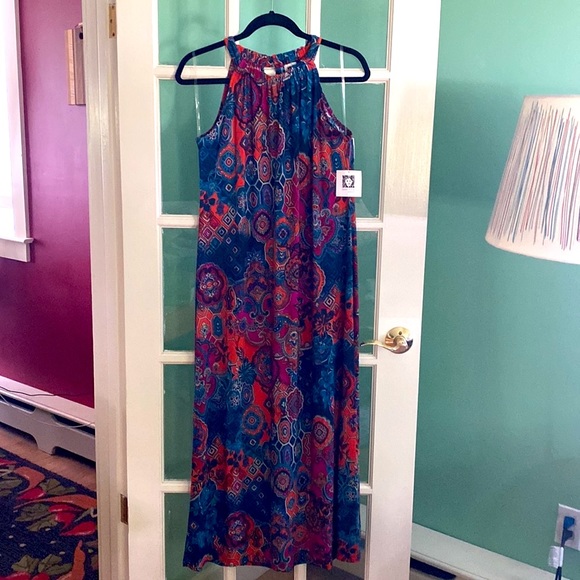 Anne Klein Maxi Halter Dress, Gorgeous Geometric Print, Size 6 - Picture 14 of 14